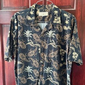 Men's Paisley Casual Shirt - Black and Tan